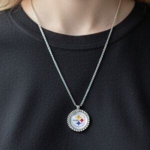 Pittsburgh Steelers Pendant Necklace with White Accent